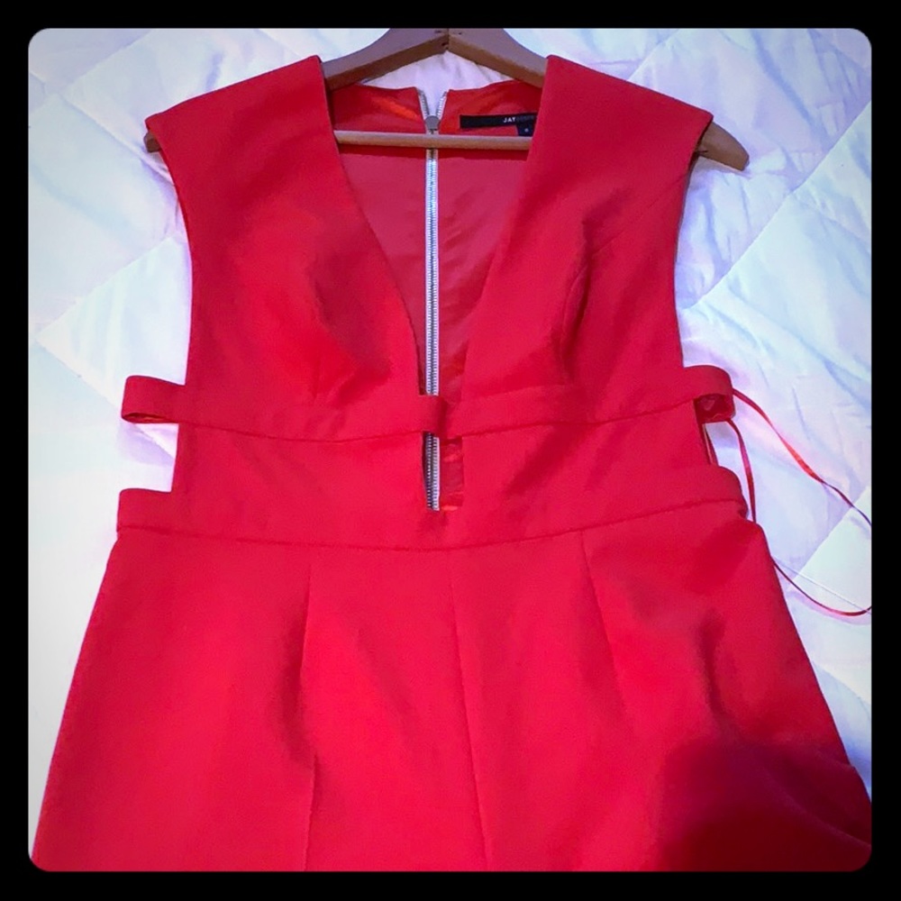Jay Godfrey red wide leg jumpsuit